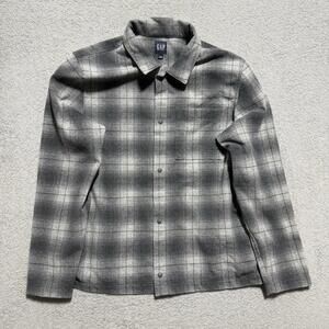 GAP Plaid Button Down Flannel Shirt Gray Black Men’s